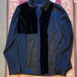 Lafayette 148 Black Silk and Velvet Blouse